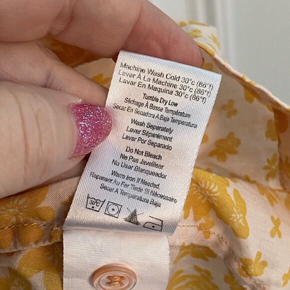 Sundry Ditsy blouse womens XL Size 3 floral puff sleeve button up Orange - Picture 9 of 10